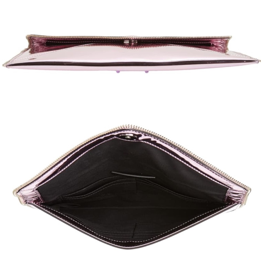 Rebecca Minkoff Leo Mirror Pink Metallic Clutch - Picture 5 of 14